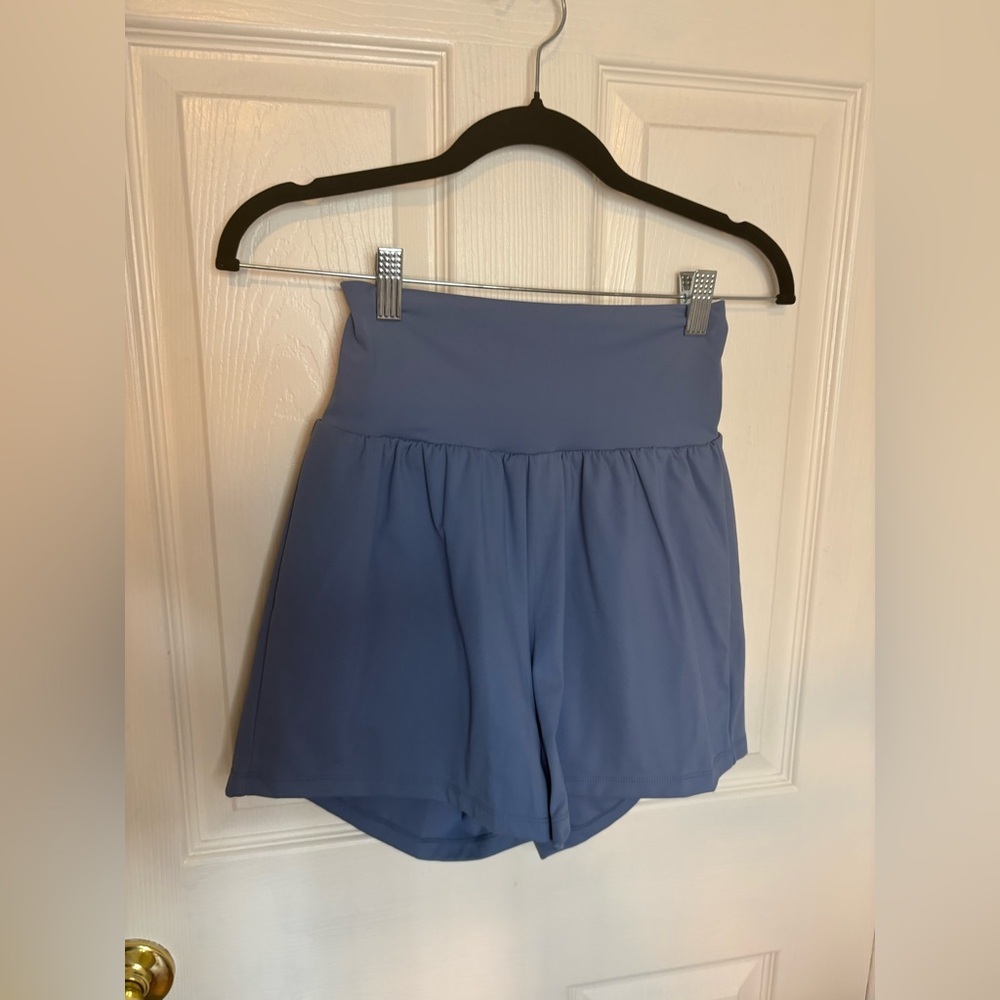 Women's Blue High-Waisted Shorts - Picture 4 of 11
